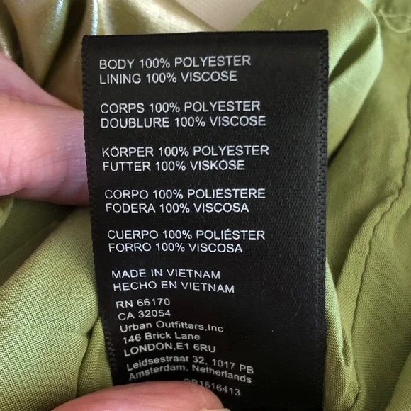 Urban Outfitters "Mallory" Slip Dress - Metallic Lime Size S - Picture 11 of 12